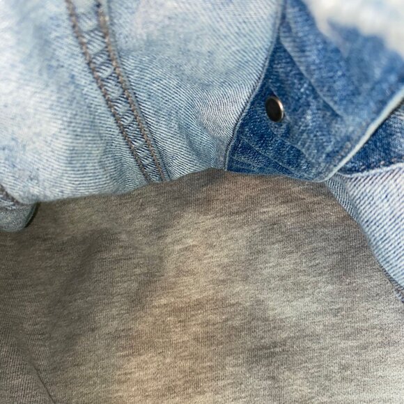 DL 1961 Clyde Icon Hoodie Denim Jacket Raw Hem Distressing Small - Picture 10 of 10